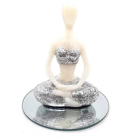 Enfeite Yoga Decorativa Refletindo Bandeja Espelhada 12 cm