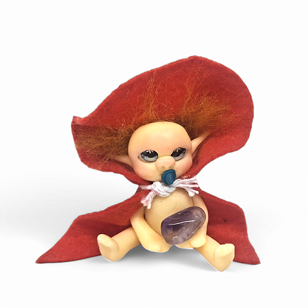 Estátua Duende Bebê Fofo Pedra Ametista Espiritualidade 5 cm
