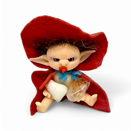 Estátua Duende Bebê Pedra Citrino Alinhamento Espiritual 5cm