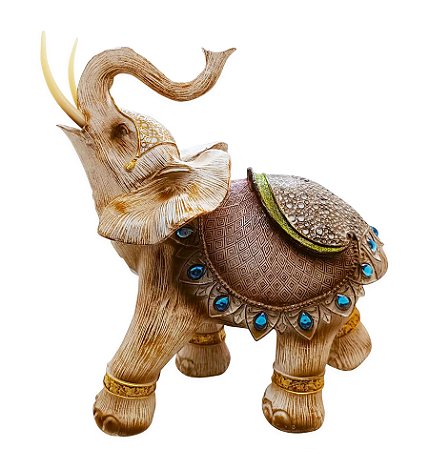 Estátua Elefante Branco Prosperidade e Poder Espiritual 32cm