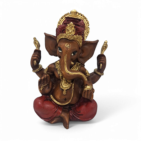 Estátua Ganesha Vermelho Sucesso e Prosperidade na Vida 14cm