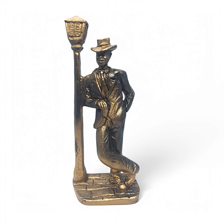 Estátua Imagem Zé Pilintra Poste Simples Preto Dourado 16 cm