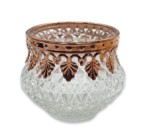 Castiçal Porta Velas Medieval em Vidro Vintage Rosê 6cm