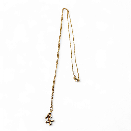 Colar Sagitário Signo do Zodíaco Pingente Dourado 30 cm