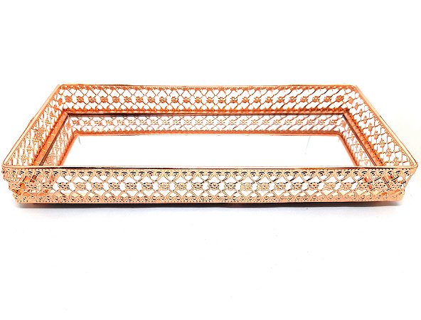 Bandeja Espelhada Decorativa Rosé Cozinha Lavabo Sala 25x13
