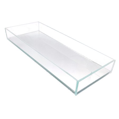 Bandeja Espelhada Lavabo Sala Caixa em Vidro 25x10cm