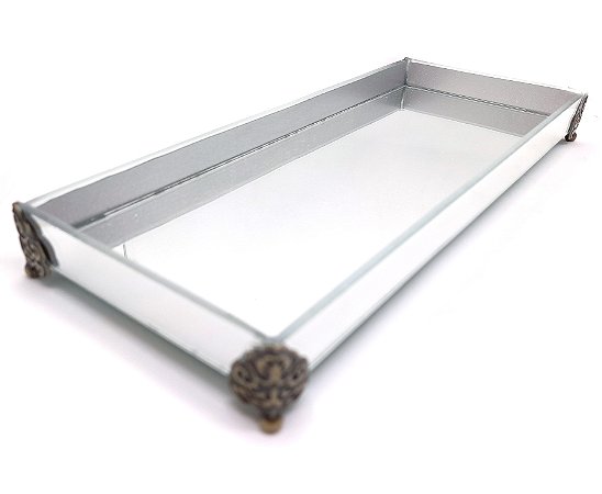 Bandeja Espelhada Lavabo Sala em Vidro Supreme 25x10cm