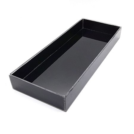 Bandeja Lavabo Sala Bandeja em Vidro Preto Brilhante 25x10cm
