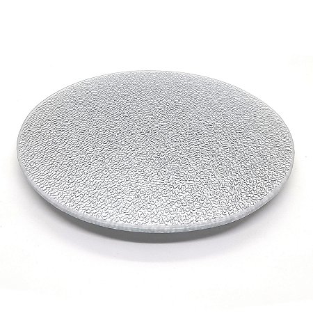 Bandeja Lavabo Sala em Vidro Textura Prateado com Base 15cm