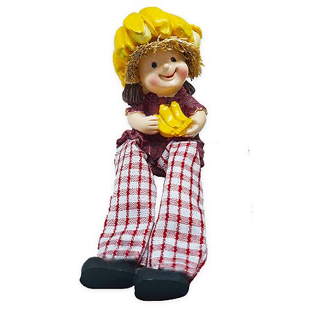 Boneca da Fartura da Banana Perna Mole Tecido e Resina 17cm