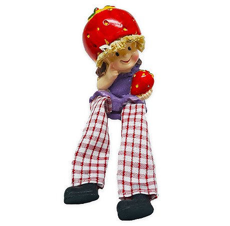 Boneca da Fartura do Morango Perna Mole Tecido e Resina 17cm