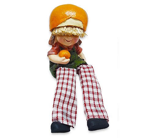Boneca da Fartura Laranjas Perna Mole Tecido e Resina 17cm