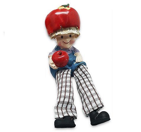Boneco da Fartura da Maçã Perna Mole Tecido Resina 17cm