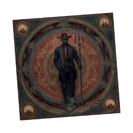 Toalha para Leitura de Exu Tridente Prata Detalhado 70 cm
