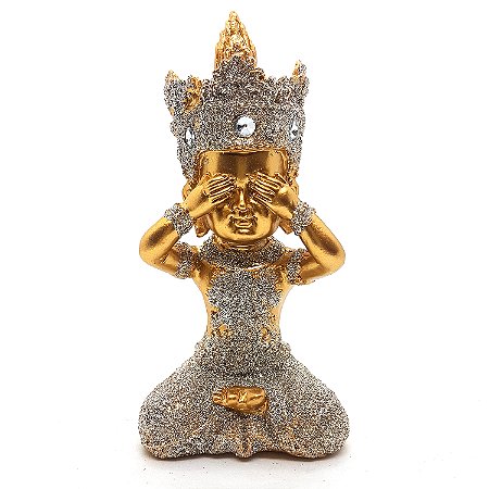 Estátua Buda Tailandês Ceguinho Buda Estatueta 9cm Brilhante