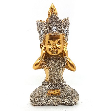 Estátua Buda Tailandês Surdinho Buda Estatueta 9cm Brilhante