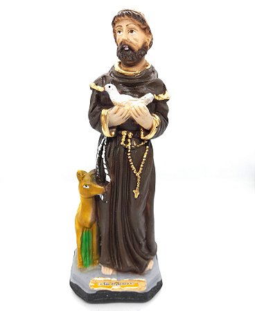 Imagem São Francisco De Assis Escultura Católica Gesso 20Cm