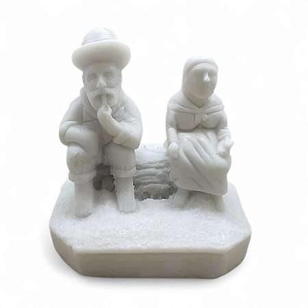 Imagem Estátua Casal Pretos Velhos Resina Branca 10 cm