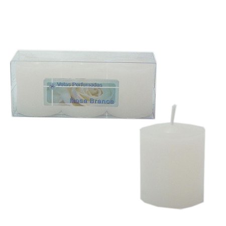 Trio Velas Perfumadas de 1 dia Aroma Rosa Branca