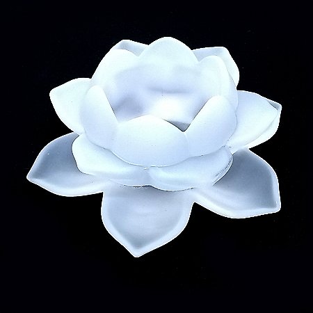 Porta Velas em Vidro Flor de Lótus - Enfeite Vidro Branco