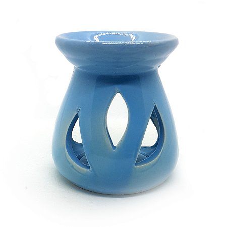 Rechô em Cerâmica Pétalas Perfumadas Porta Velas Azul 7cm