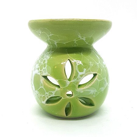 Rechô em Cerâmica Flores Perfumadas Porta Velas Verde 8cm