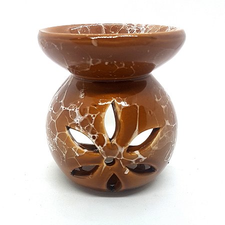 Rechô em Cerâmica Flores Perfumadas Porta Velas Marrom 8cm