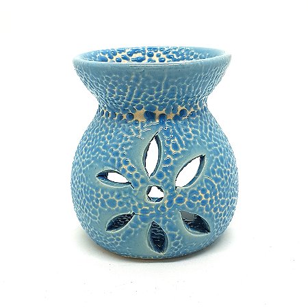 Rechô em Cerâmica Pétalas Perfumadas Porta Velas Azul 7cm C