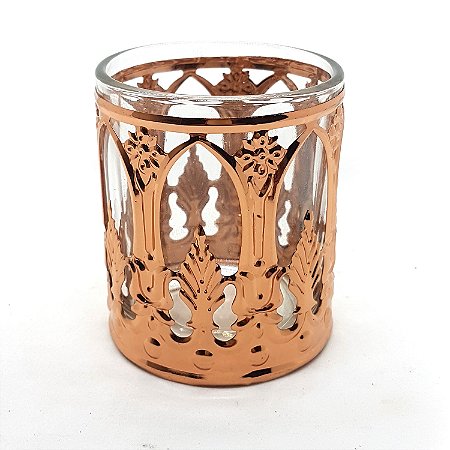 Castiçal Porta Velas em Vidro Portal Divino Rosé
