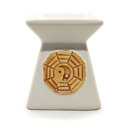 Rechô Cerâmica Oriental Quadrado Porta Velas Oriental Branco