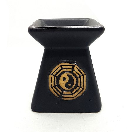 Rechô Cerâmica Oriental Quadrado Porta Velas Oriental Preto