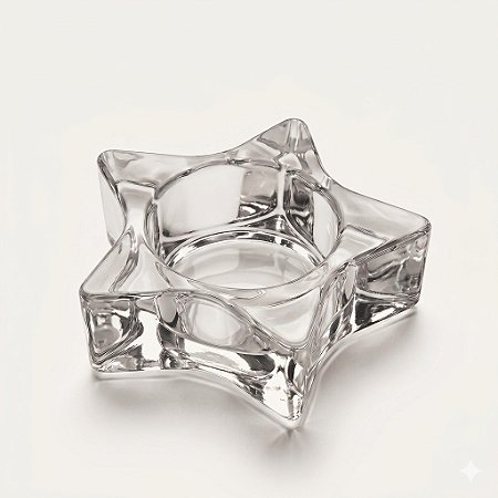 Castiçal Porta Velas em Vidro Estrela Transparente 7 cm