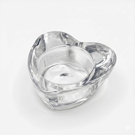 Castiçal Porta Velas em Vidro Coração Transparente 6 cm