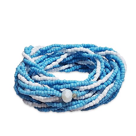 Guia Brajá 3 Fios Trançado Erê Azul e Branco 60 cm Umbanda