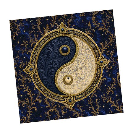 Toalha Ying Yang Escura Equilíbrio Espiritual 70 cm