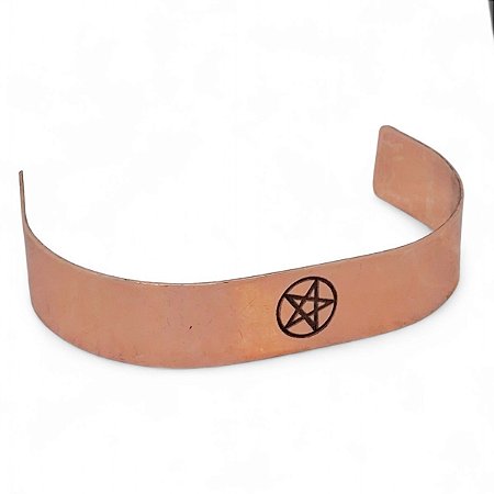 Pulseira Cobre Nome Pentagrama em Laser Hebraico Unissex