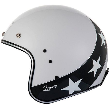 Capacete Moto Zeus Legacy 380H K57 Pearl White Black Aberto
