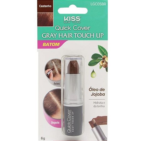 KISS NEW YORK Retoque Capilar Batom Gray Hair Touch Up Castanho 6g (LGC05)