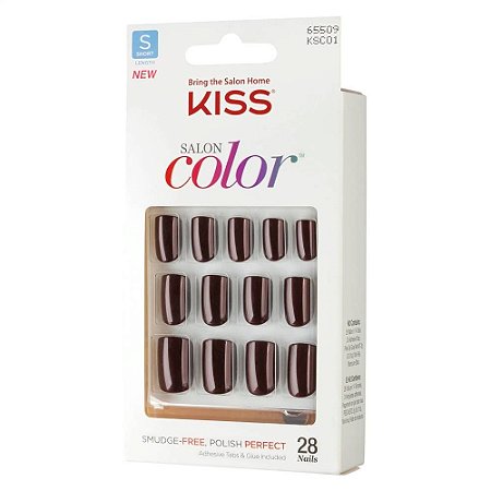KISS NEW YORK Unhas Postiças Salon Color Curta Vanity 28Un (KSC01BR)