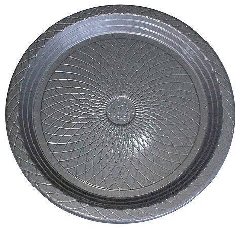 Prato Plástico Descartável Raso Redondo Prata Premium 26cm PR26 FORFEST