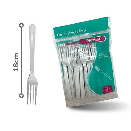 Garfo Refeição Master Descartável Reforçado Branco Plastjet