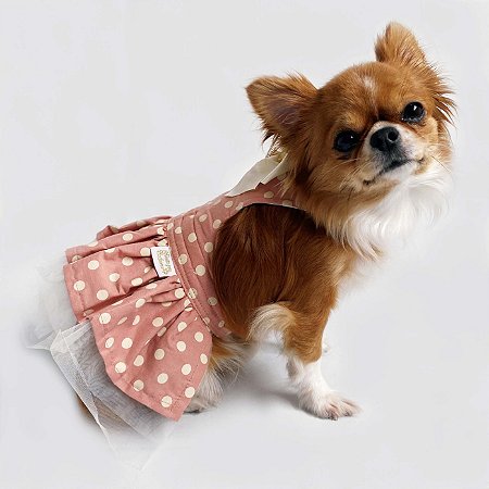 Vestido com Guia para Cachorros Baby Bola Rose