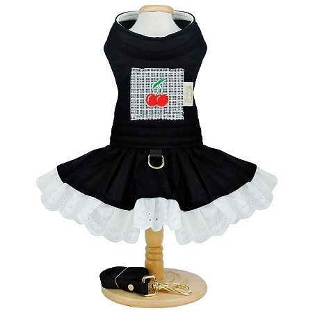 Vestido com Guia para Cachorros Sophie Frutinhas Cereja