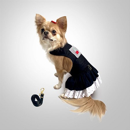 Vestido com Guia para Cachorros Sophie Frutinhas Cereja