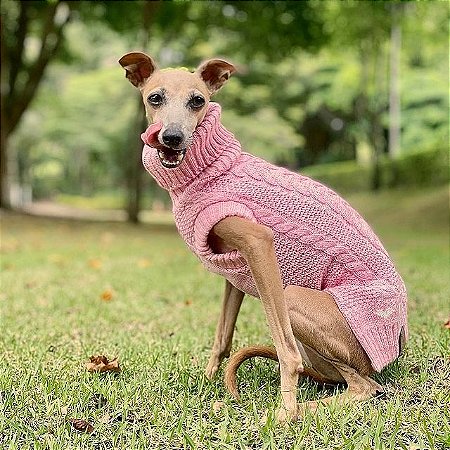 Tricot Gola Rolê para Cachorros e Gatos Sal Rosa