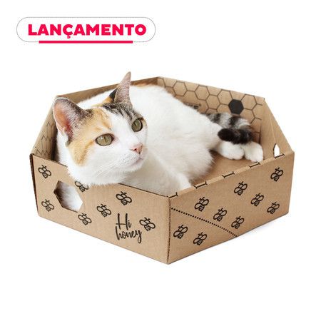 Caixa de Papelão Kraft para Gatos BeeBox
