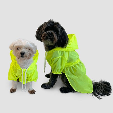 Capa de Chuva para Cachorros Amarelo Neon