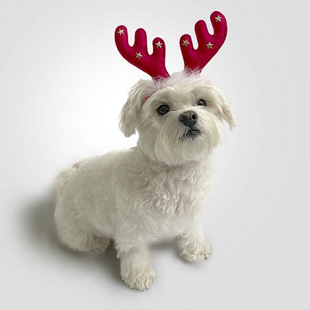 Fantasia de Natal para Cachorros e Gatos Chifres de Alce Vermelho