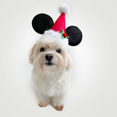 Fantasia de Natal para Cachorros e Gatos Gorro Mickey Noel