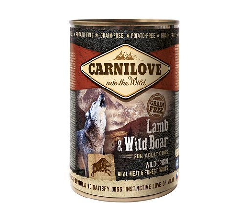 Alimentação Natural Carnilove Cordeiro e Javali para Cães 400g